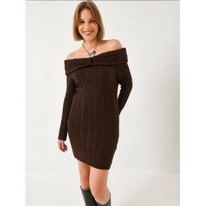 Bianco Lucci Gebreide jurk  chocoladebruin