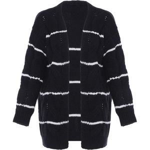 faina Gebreid vest  zwart / wit