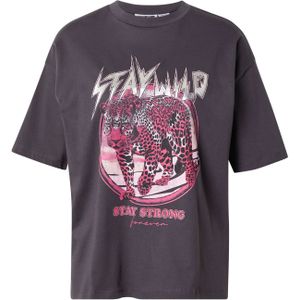 Noisy may Shirt 'NMKARLA'  donkergrijs / pink / zwart / zilver