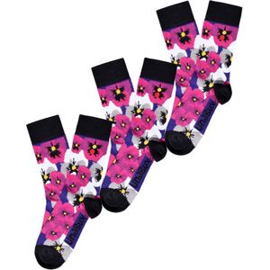 UNABUX Sokken ' GRUMBLE IN THE JUNGLE '  pink / zwart / wit