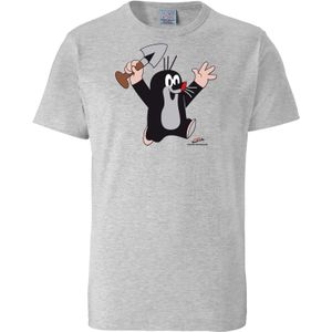 LOGOSHIRT Shirt 'Der kleine Maulwurf - Juhu'  grijs