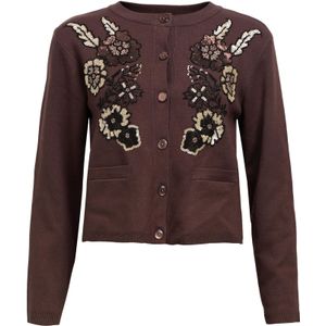 OBJECT Gebreid vest 'OBJPandora'  donkerbruin / zwart / wit