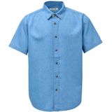 Salsa - Denim Overhemd - Blauw - Katoen/Lyocell - Korte Mouwen - Knoopsluiting