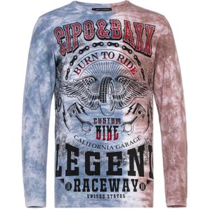 CIPO & BAXX Shirt  blauw / bruin / rood / zwart