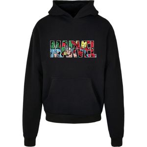 F4NT4STIC Sweatshirt 'Marvel Avengers Logo Character infill'  lichtblauw / geel / rood / zwart