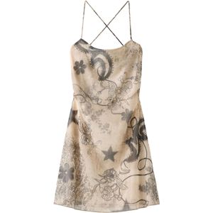 Bershka Zomerjurk  taupe / zwart