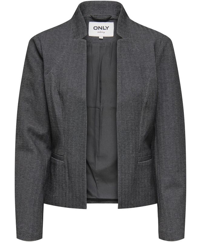 Only - Korte Blazer - Donkergrijs Melange - Regular Fit