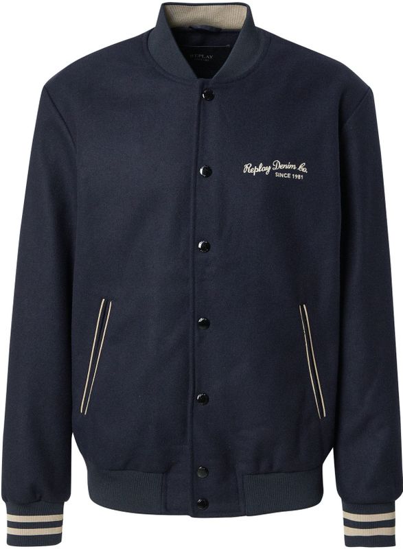REPLAY - College Jacket - Ecru/Navy
