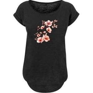 F4NT4STIC Shirt 'Rosa Blumenzweig 3D'  lichtoranje / zwart / wit