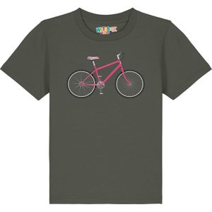 watabout.kids Shirt 'Pink Bike'  kaki / pink / zwart / wit