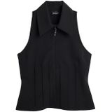 Blouse - Effen - Mouwloos - Met Rits - Regular Fit - Overhemdkraag