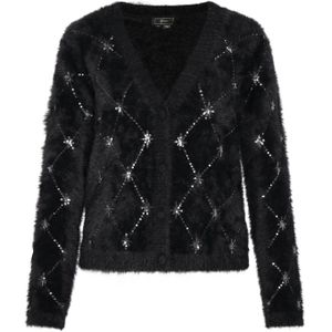 faina - Gebreid Vest - Zwart - Met Pailletten