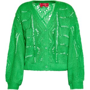 swirly Gebreid vest  grasgroen / rood