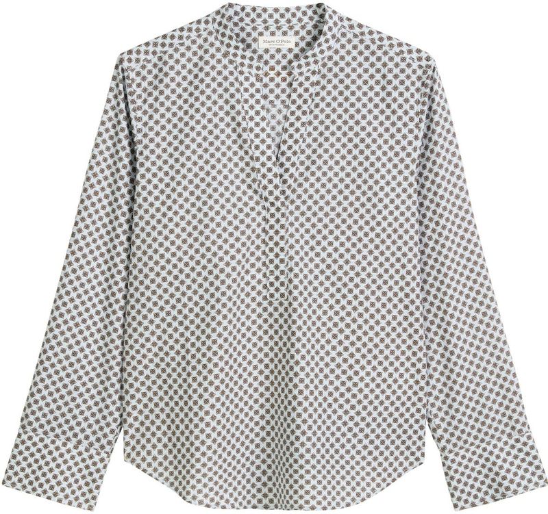 Marc O'Polo - Blouseshirt - Beige - Tuniek Kraag - Lange Mouw