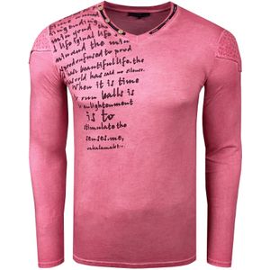 Rusty Neal - Lang Shirt - Slim Fit - V-hals - 100% Katoen