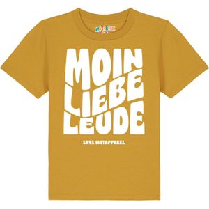 watabout.kids Shirt 'Moin liebe Leude'  oker / wit