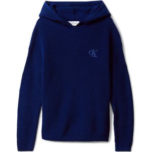 Calvin Klein - RIB KNIT HOODIE - Gebreide Trui - Bold Blue - Voor Kinderen Tot 16 Jaar