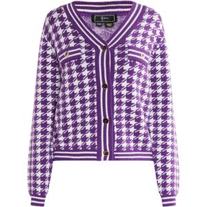 faina Gebreid vest  donkerlila / wit