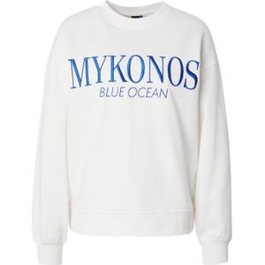 Gina Tricot - Sweatshirt - Blauw / Offwhite - Losse Pasvorm - Lange Mouw
