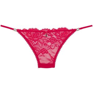 Lascana - Samara - Tanga - Rood - Met Fijne Satijnen Strik en Strass-accessoires