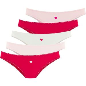 Slips - Rood/Crème/Roze - Katoen - Aansluitende Pasvorm met Kant