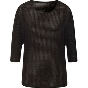 Vivance - Shirt - Zwart - Lange Mouwen - Met Modieuze Wafelstructuur Van Kreukvrije Breikwaliteit