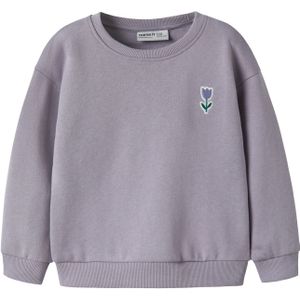 NAME IT Sweatshirt 'NMFVALLENE'  donkergroen / sering / pastellila / wit