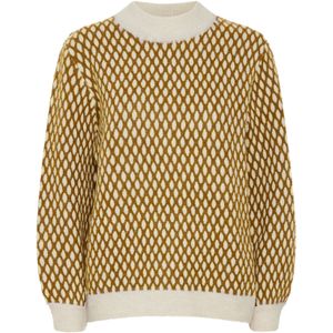 ICHI Gebreide Trui IHKAMARA Groen/Ecru