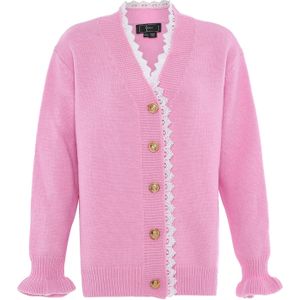 faina Gebreid vest  pink / wit