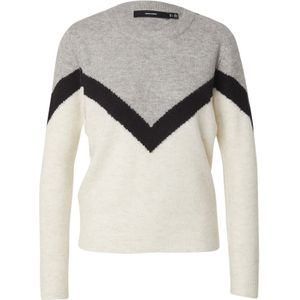 VERO MODA Trui 'VMPLAZA'  grijs gemêleerd / zwart / natuurwit