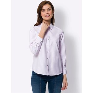 heine - Overhemdblouse - Rosé/wit Gestreept - Lange Mouwen - Katoen