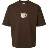 SELECTED Shirt 'SLHNORMAN'  lichtblauw / chocoladebruin / wolwit