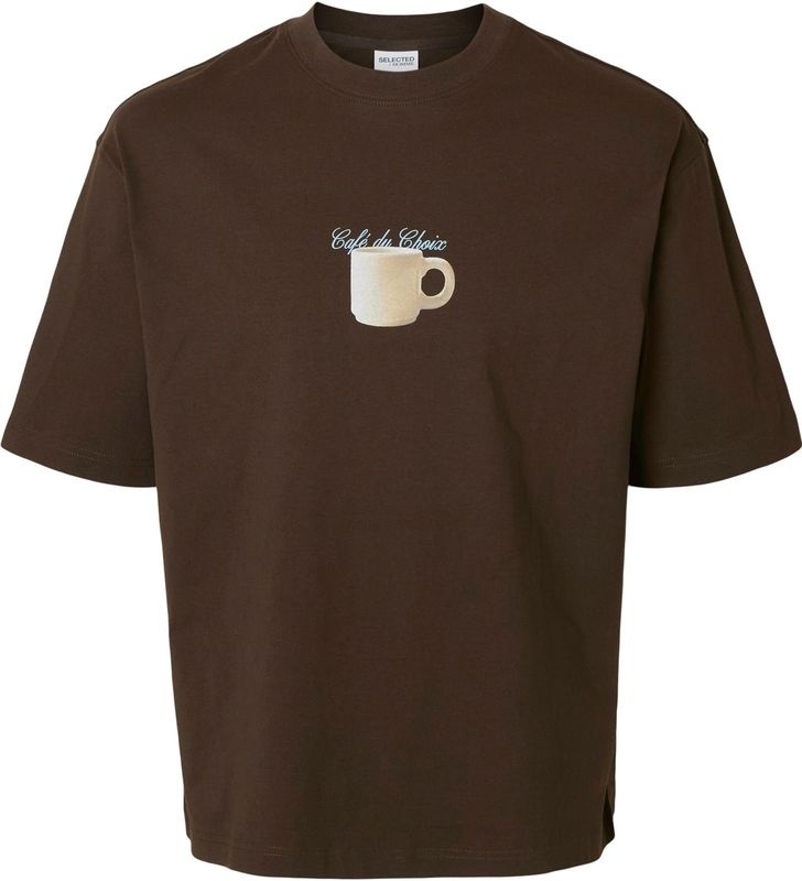 SELECTED Shirt 'SLHNORMAN'  lichtblauw / chocoladebruin / wolwit