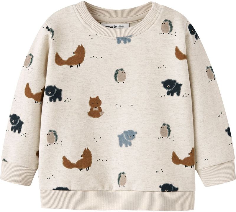 NAME IT Sweatshirt 'NBMSOUL'  lichtblauw / bruin / zwart / wolwit