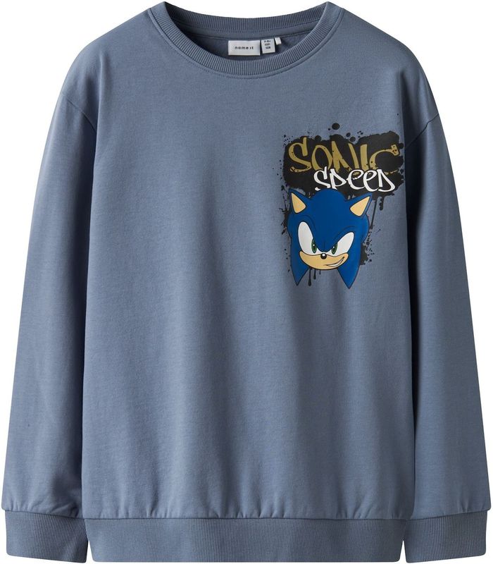 NAME IT Sweatshirt 'Sonic'  azuur / duifblauw / mosterd / wit