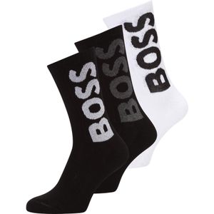 BOSS - Kwart Hoge Sokken - Zwart/Wit - Katoen - Comfortabele Boorden