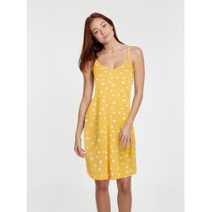 VIVID Zomerjurk  mosterd / wit