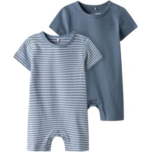 TWO SOON Rompertje/body  marine / lichtblauw / wit