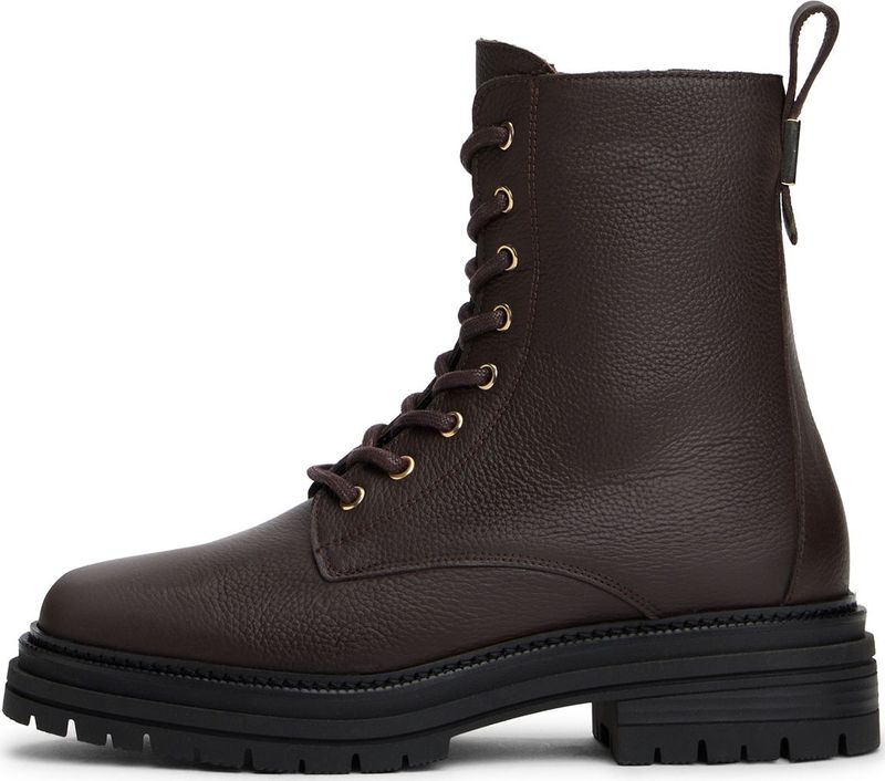 TOMMY HILFIGER - Veterlaarsjes - Donkerbruin - Leer