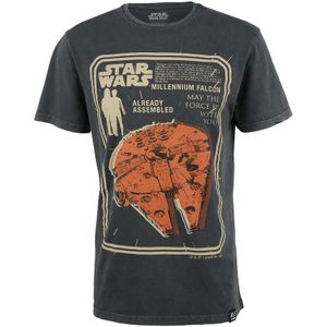 Recovered Shirt 'Star Wars Millenium Falcon Assembled'  donkergrijs