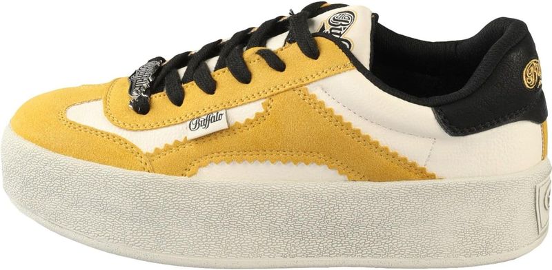 BUFFALO Sneakers laag 'Cajo'  geel / pasteelgeel / zwart