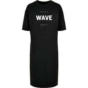 Merchcode Jurk 'Summer - Life is a wave'  zwart / wit