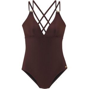 Jette Joop - Giulia - Badpak - Koffie - Glanzende Coating - Diepe Ronde Rug