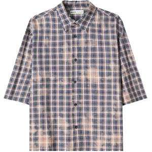 Bershka Overhemd  beige / sand / donkerblauw / karmijnrood