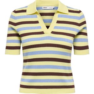 ONLY - ONLKaya - Gebreide Trui - Lichtblauw - Chocoladebruin - Geel