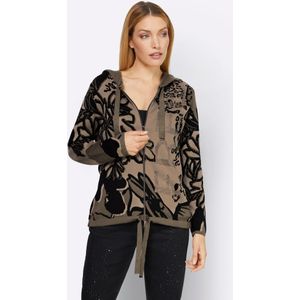 RICK CARDONA - Vest - Kaki-bruingrijs-gedessineerd - Lange Mouwen - Ritssluiting