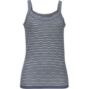 Rookblauw/Crème - Top - Kreukvrije Breikwaliteit - Mouwloos - Ronde Hals