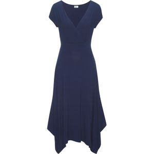 Jerseyjurk - Marine - Aansluitend - V-hals - Korte Mouwen - Puntzoom