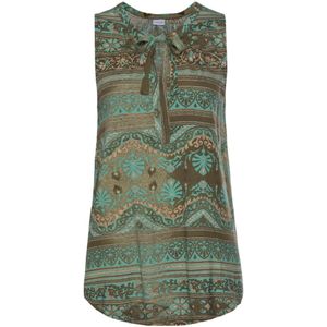 Tanktops - Turquoise Gedessineerd - Blousetop met Alloverprint