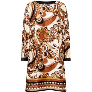 Ana Alcazar Jurk 'Sarina'  beige / cognac / zwart / wit